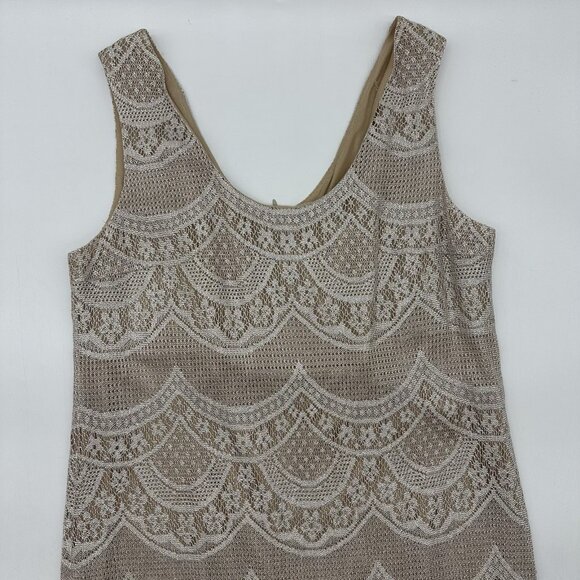 Damianou Size Large Beige Silver Metallic Sleeveless Great Gatsby Flapper Dress - Picture 2 of 9